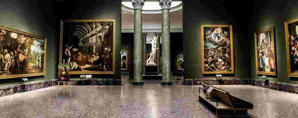 Simulazione foto d'epoca della Monna Lisa alla Pinacoteca dii Brera