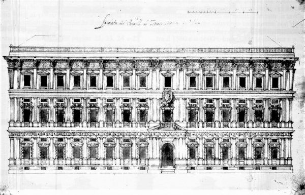 Progetto originario facciata Palazzo Marino